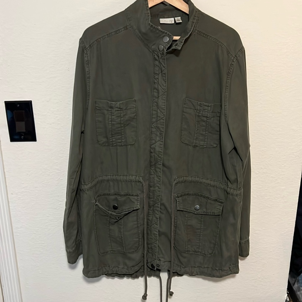 BP Olive Green Collared Full Zip Drawstring Cargo Jacket